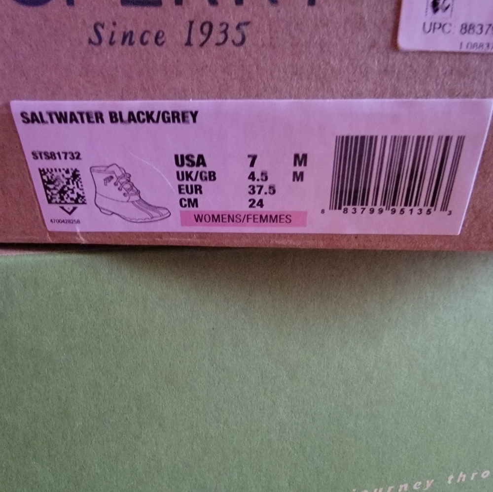 Sperry Saltwater Black Gray Boots